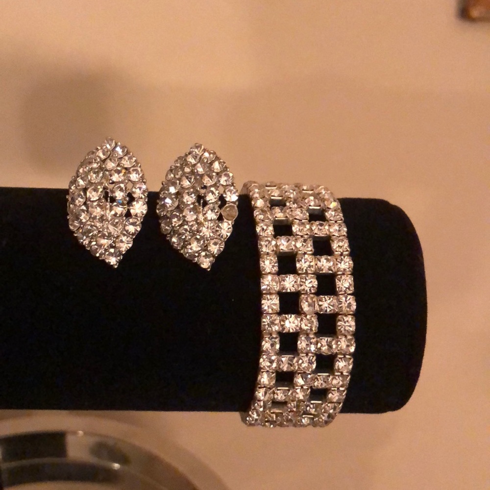 Rhinestone Bracelet and Earrings